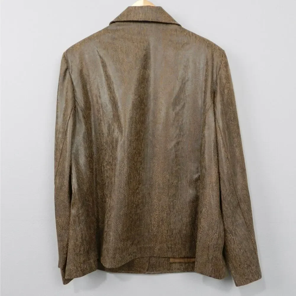 Vintage Alfred Dunner Blazer Jacket Sz 18 Faux‎ Snake Brown Textured Y2K Siren